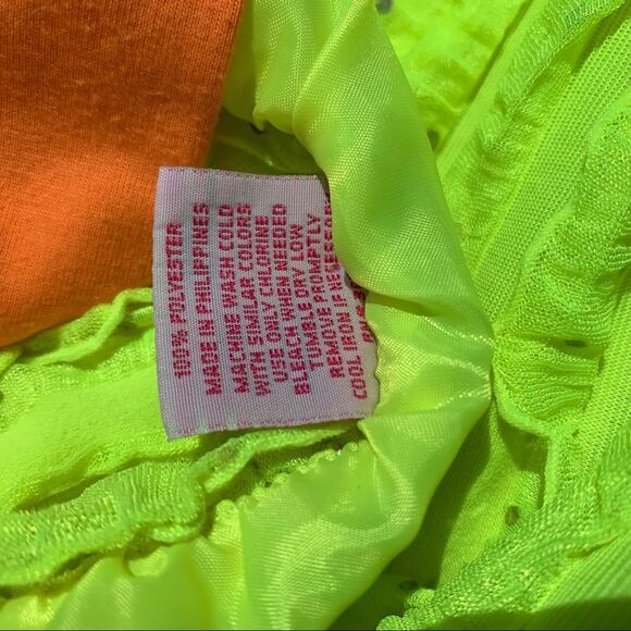 Real Love Neon Yellow and Pink Ruffle Dress Size 6X - Picture 3 of 5